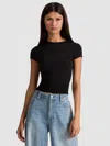 Alice And Olivia Hottie Short Sleeve Bodysuit Black In Black