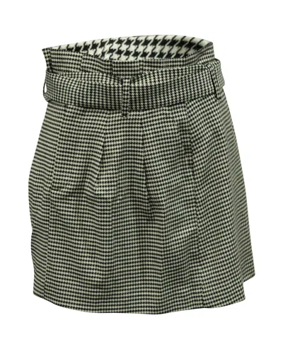 Alice And Olivia Alice & Olivia Houndstooth Belted Mini Skirt In Black/white Viscose