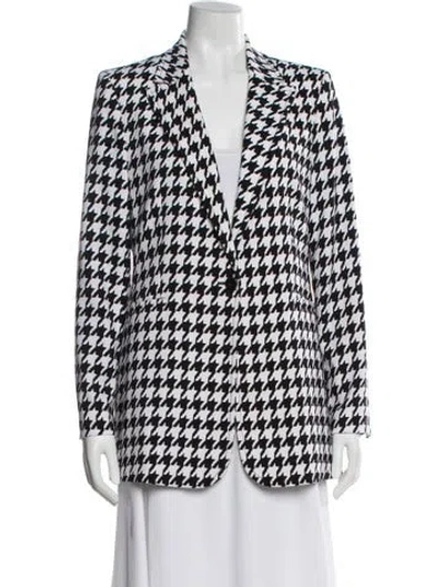 Pre-owned Alice And Olivia Houndstooth Print Blazer In Black