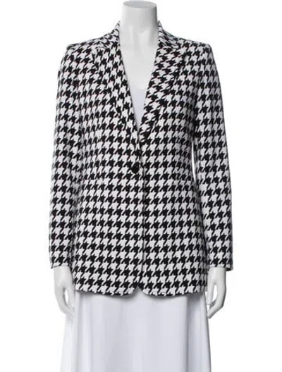 Pre-owned Alice And Olivia Houndstooth Print Blazer In Black