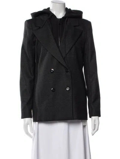 Pre-owned Alice And Olivia Houndstooth Print Blazer In Black