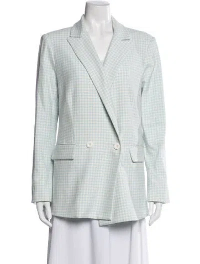 Pre-owned Alice And Olivia Houndstooth Print Blazer In Blue