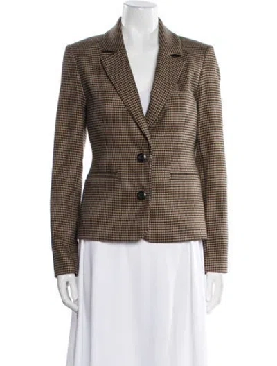Pre-owned Alice And Olivia Houndstooth Print Blazer In Brown