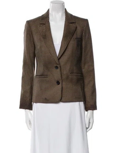 Pre-owned Alice And Olivia Houndstooth Print Blazer In Brown
