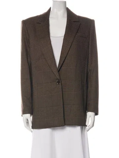 Pre-owned Alice And Olivia Houndstooth Print Blazer In Brown