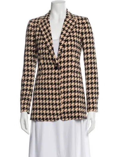 Pre-owned Alice And Olivia Houndstooth Print Blazer In Neutral