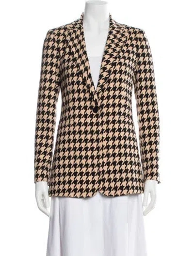 Pre-owned Alice And Olivia Houndstooth Print Blazer In Neutral