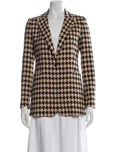 Pre-owned Alice And Olivia Houndstooth Print Blazer In Neutral