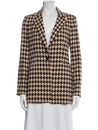 Pre-owned Alice And Olivia Houndstooth Print Blazer In Neutral
