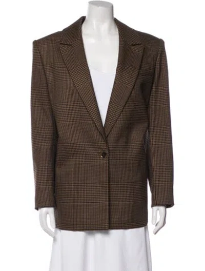Pre-owned Alice + Olivia Houndstooth Print Coat In Brown