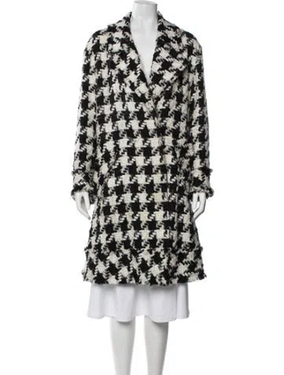 Pre-owned Alice And Olivia Houndstooth Print Coat In Neutral