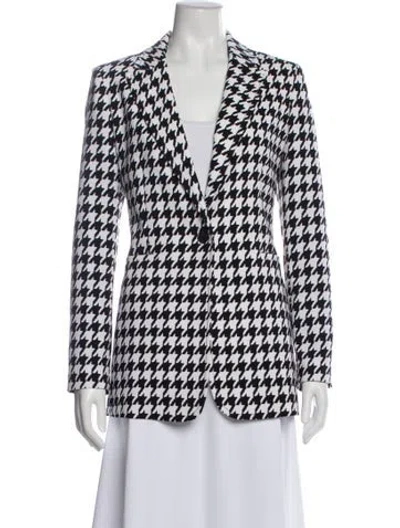 Pre-owned Alice And Olivia Houndstooth Print Coat In White