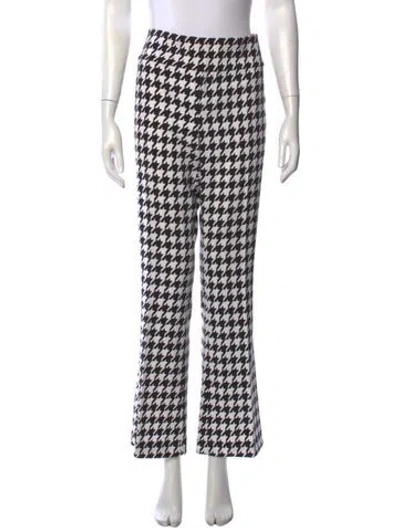 Pre-owned Alice And Olivia Houndstooth Print Flared Pants In Black/white
