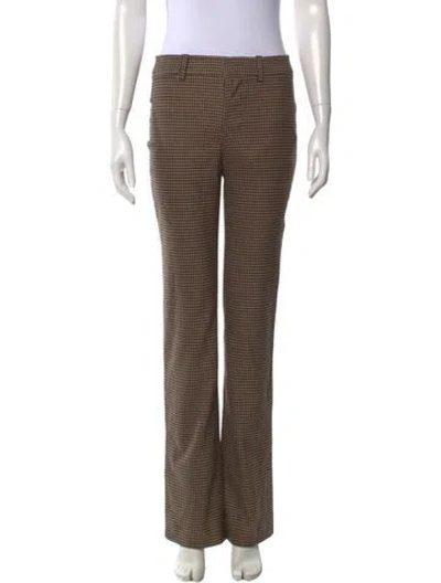 Pre-owned Alice And Olivia Houndstooth Print Flared Pants In Brown