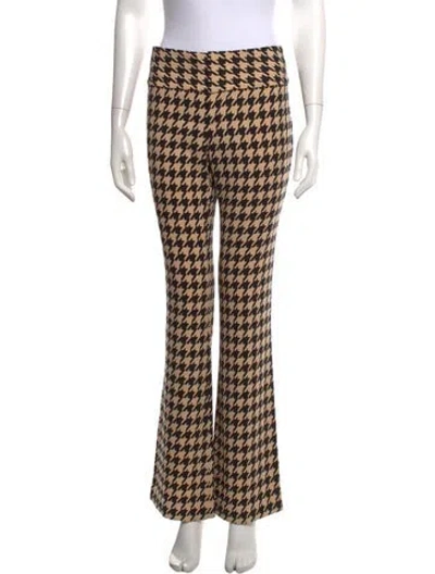 Pre-owned Alice And Olivia Houndstooth Print Flared Pants In Brown