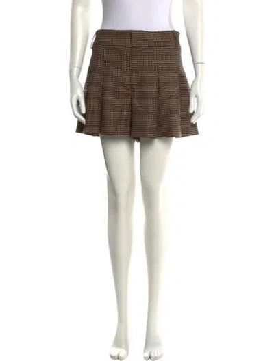Pre-owned Alice And Olivia Houndstooth Print Mini Shorts In Neutral