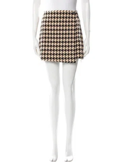 Pre-owned Alice And Olivia Houndstooth Print Mini Skirt