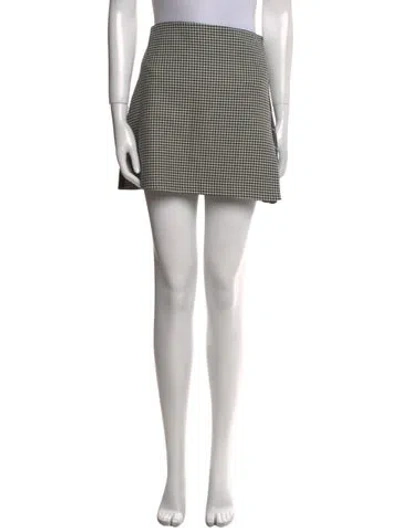 Pre-owned Alice And Olivia Houndstooth Print Mini Skirt In Black