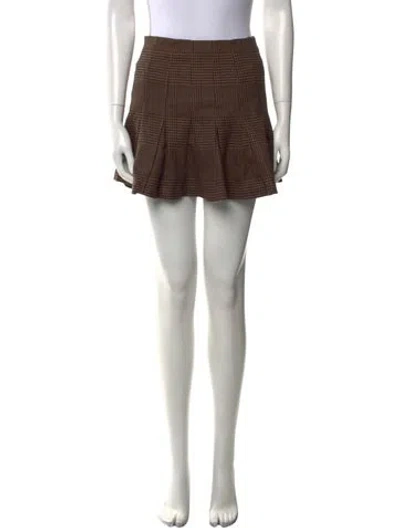 Pre-owned Alice And Olivia Houndstooth Print Mini Skirt In Brown