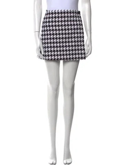 Pre-owned Alice And Olivia Houndstooth Print Mini Skirt In Multi
