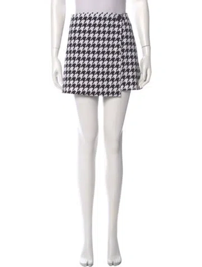 Pre-owned Alice And Olivia Houndstooth Print Mini Skirt In Multi