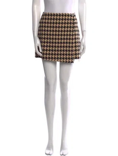 Pre-owned Alice And Olivia Houndstooth Print Mini Skirt In Neutral