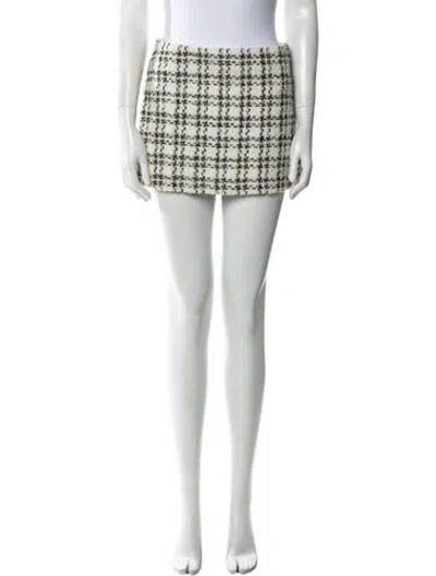 Pre-owned Alice And Olivia Houndstooth Print Mini Skirt In Neutral