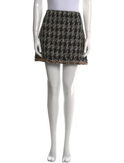 Pre-owned Alice And Olivia Houndstooth Print Mini Skirt In Neutral