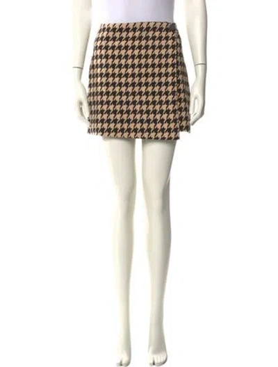 Pre-owned Alice And Olivia Houndstooth Print Mini Skirt In Neutral