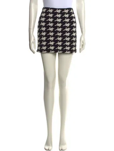 Pre-owned Alice And Olivia Houndstooth Print Mini Skirt In Neutral