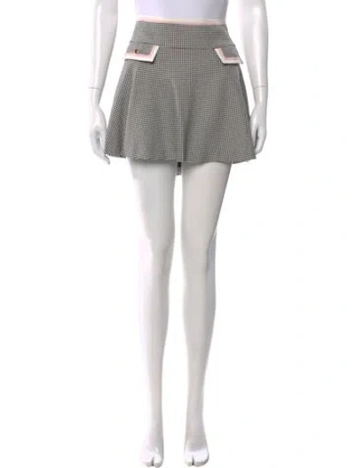 Pre-owned Alice And Olivia Houndstooth Print Mini Skirt W/ Tags In Black