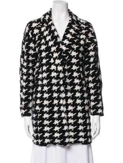 Pre-owned Alice And Olivia Houndstooth Print Peacoat In Black