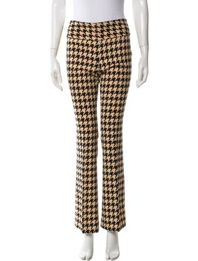 Pre-owned Alice And Olivia Houndstooth Print Skinny Leg Pants In Neutral
