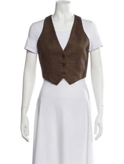 Pre-owned Alice And Olivia Houndstooth Print Vest In Gray