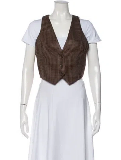 Pre-owned Alice And Olivia Houndstooth Print Vest In Gray