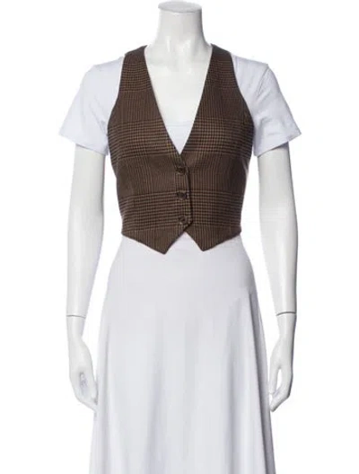 Pre-owned Alice + Olivia Houndstooth Print Vest In Grey