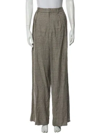 Pre-owned Alice And Olivia Houndstooth Print Wide Leg Pants In Neutral