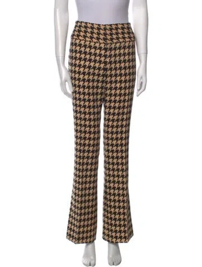 Pre-owned Alice And Olivia Houndstooth Print Wide Leg Pants W/ Tags In Neutral