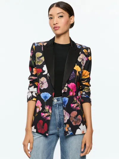 Alice And Olivia Hundley Notch Collar Fitted Blazer In Timeless Blossom