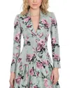 Alice And Olivia Floral-print Tailored Blazer In Black