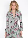 Alice And Olivia Floral Iana Blazer In Sage Multi