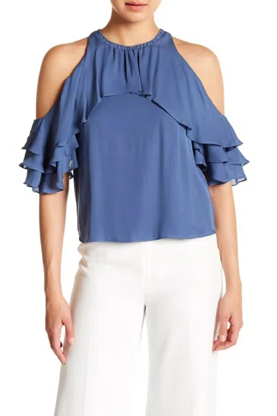 Alice And Olivia Idalla Silk Top In Blue