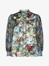 ALICE AND OLIVIA ILAN PRINT SATIN SHIRT