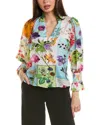 ALICE AND OLIVIA ILAN SILK-BLEND BLOUSE