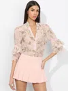 Alice And Olivia Ilan Smocked-sleeve Blouse In Meadow