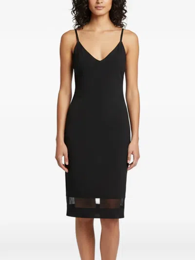 Pre-owned Alice And Olivia Illusion-panel Midi Dress In Black