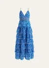Alice And Olivia Imogene Tiered Maxi Dress In Artisan Ikat Fren