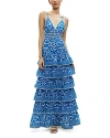Alice And Olivia Imogene Tiered Maxi Dress In French Blue