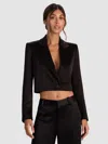 Alice And Olivia Ines Cropped Boxy Blazer In Black