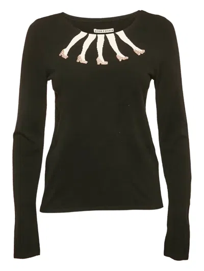 Pre-owned Alice And Olivia Intarsia-legs Sweater In Black
